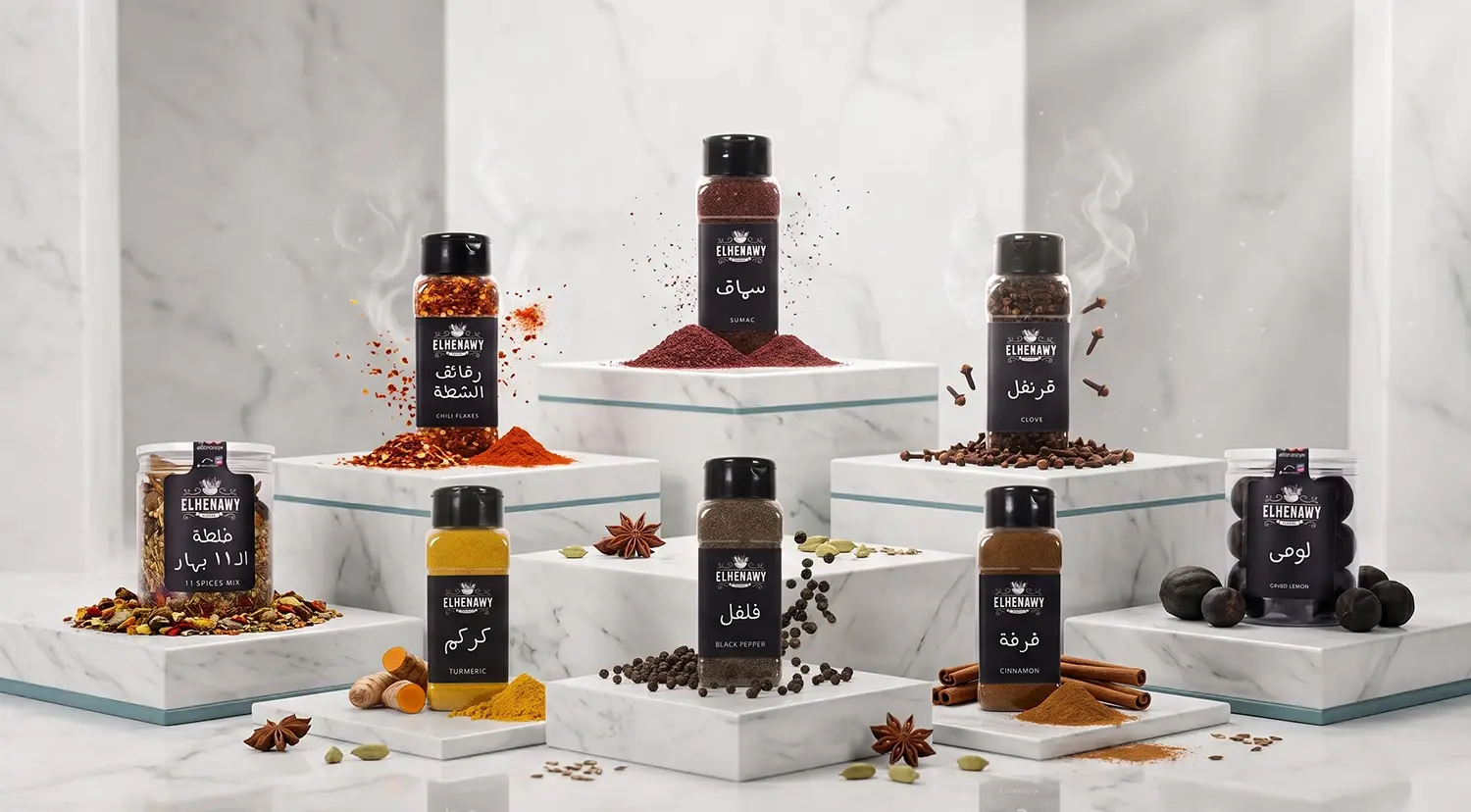 منتجات عطارة أون لاين من عطارة الحناوي، تضم زجاجات زيوت طبيعية مثل زيت الجرجير، وزيت اللوز الحلو، وزيت الخروع، وزيت الأرجان، وزيت شجرة الشاي.